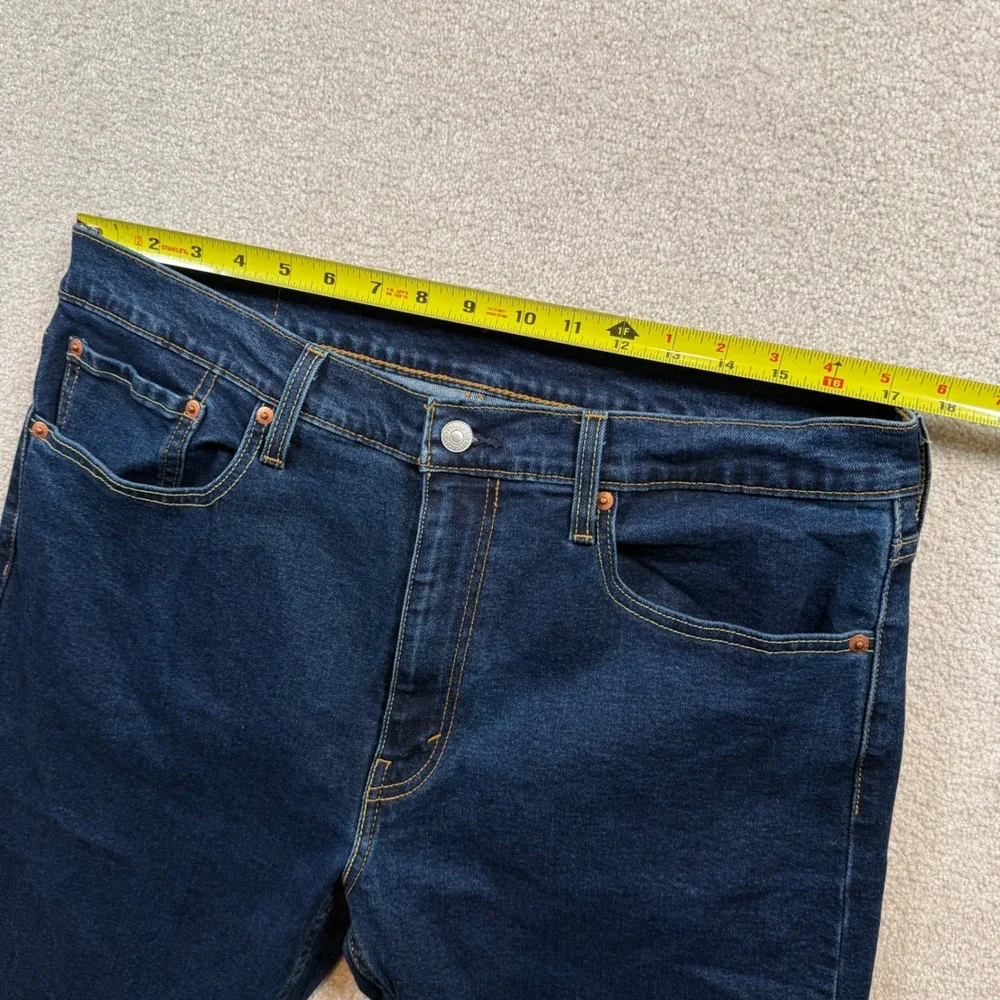 Levis 502 Taper Jeans Mens‎ 36x30 Blue Dark Wash Stretch Denim